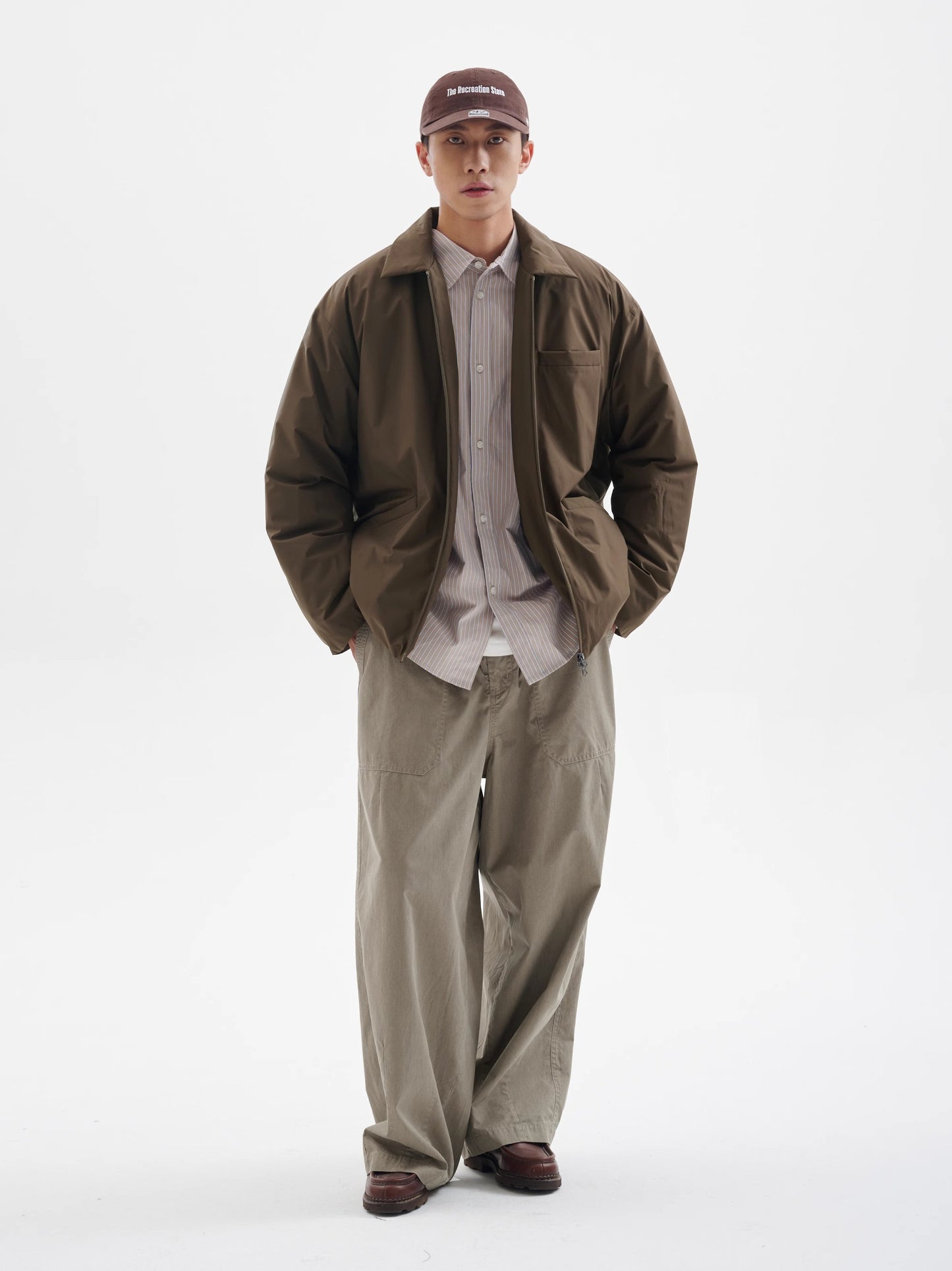 BUTTBILL 酵素ウォッシュヴィンテージルーズワイドパンツ メンズ 通勤・カジュアル・デイリーストレートパンツ B0800