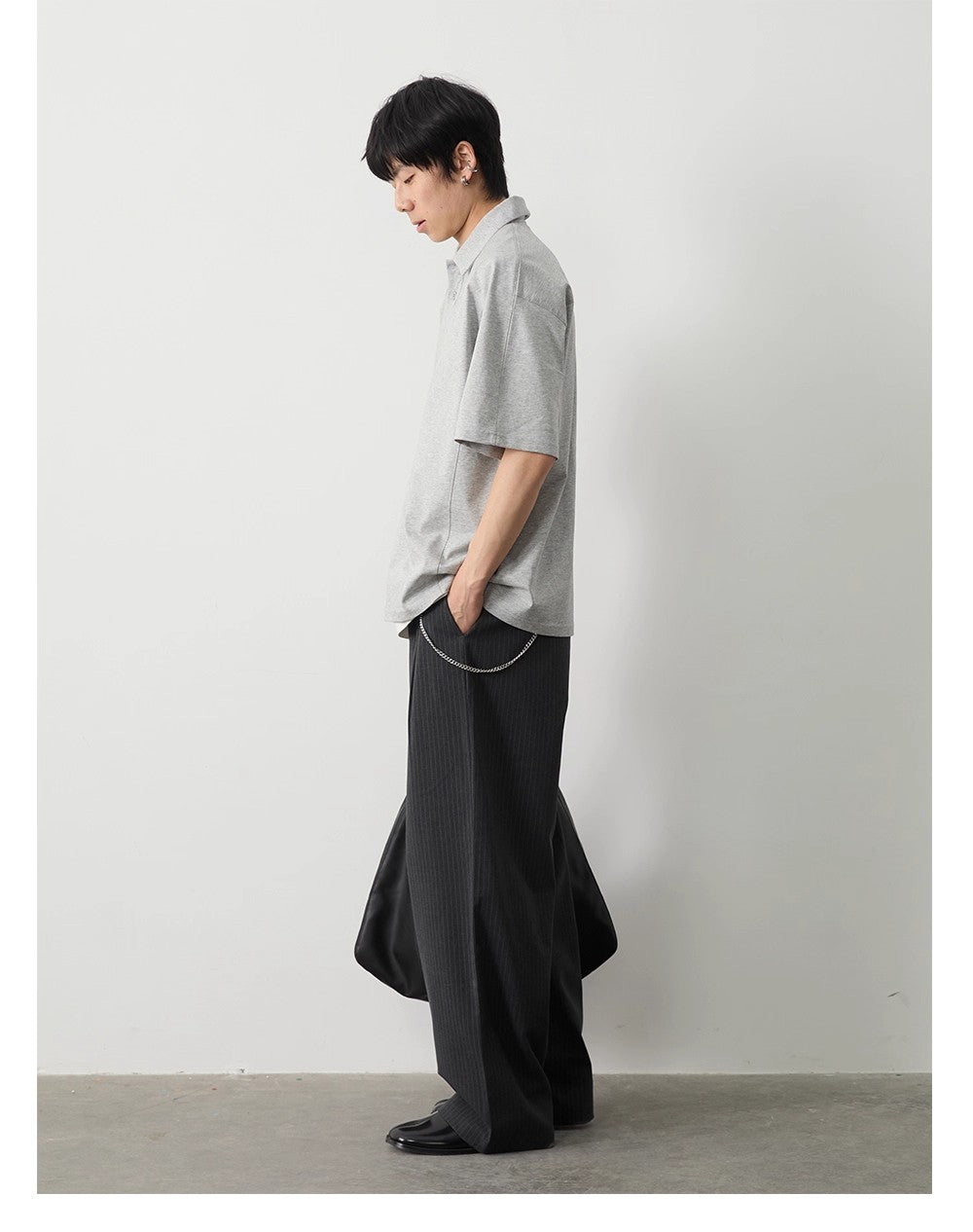 ストライプストレートスラックス B5071